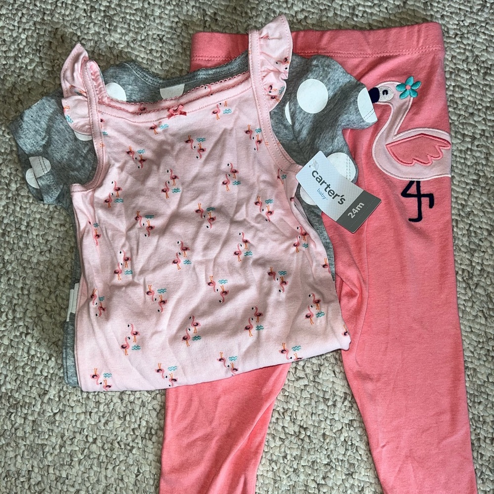 3 piece flamingo outfit for size 24 months